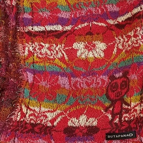 BUTAPANA Japanese Patterned Cotton Knit Scarf Medallion Stripe - Picture 2 of 5